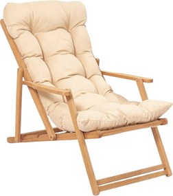 Skládací zahradní lehátko Triol z masivu hnědé/krémové