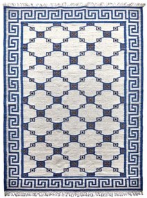 Ručne viazaný kusový koberec Geo DESP P82 Silver Blue, 200x290, modrá, chodba / predsieň, Diamond Carpets India
