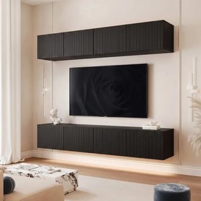 Závesná TV zostava Dorothy drážkovaná čierna 200 cm