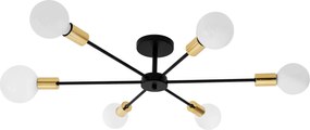 Toolight - Lampa spider-6 APP501-6C, čierna-zlatá, OSW-01100