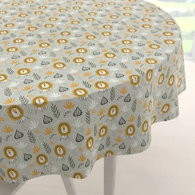 Biante Detský bavlnený okrúhly obrus Sandra SA-565 Levy na sivom Ø 80 cm