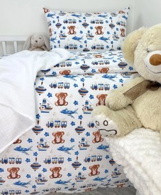 INTERMEDIC SK Posteľná obliečka do postieľky Macko s vláčikom 90x130/45x65 cm