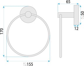 Rea Modern, prsteňový vešiak na uteráky, 6610, zlatá matná, REA-98012