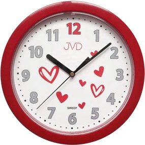 Červené nástenné hodiny JVD HP612.D3 s tichým sweep chodom, 25cm