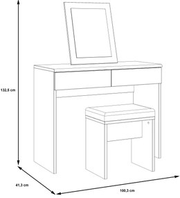 Toaletný stolík ERO + taburet hnedá/čierna