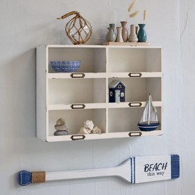 Biela antik nástenná polička Chic Antique so 6 priehradkami – 50*14,5*37 cm