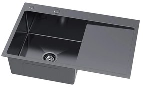 Erga HD, 1-komorový oceľový drez 780x490x210 mm, ľavý, grafitová, ERG-MLS-HD7849LB