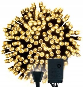 BERGE LED vianočná reťaz - 180LED - 18M - IP20 - 8 funkcií -teplá biela