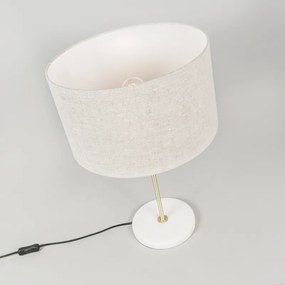 Stolná lampa mosadz s sivým tienidlom 35 cm - Kaso