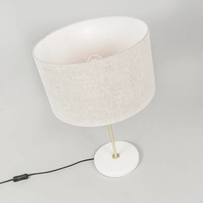 Mosadzná stolová lampa so šedým tienidlom 35 cm - Kaso