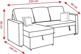 Rozkladacia rohová súprava KIMBERLAND s úložným priestorom