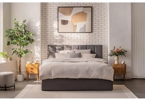 Sivá čalúnená dvojlôžková posteľ s úložným priestorom s roštom 160x200 cm Thessa Bold Line – Bonami Selection