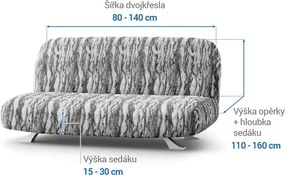 Bielastické poťahy OCEANO NOVÉ šedo-modré dvojkreslo s drevenými rúčkami (š. 80 -140 cm)
