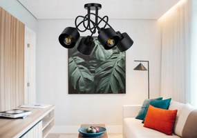 Závesná lampa na strop LOFT, 4x čierny hrnček