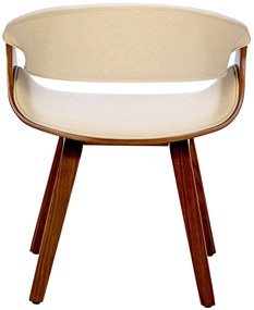 Stolička Foley - látka, drevené nohy orech - Krémová