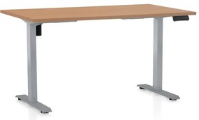 Výškovo nastaviteľný stôl OfficeTech B, 120 x 80 cm, sivá podnož, buk
