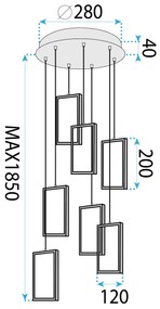 Toolight Toolight, LED závesné svietidlo 42W, 3000K, 3500lm, LHJ090-7CP, zlatá, OSW-50065