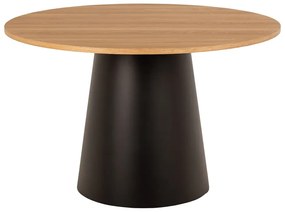 Čierno-prírodný okrúhly jedálenský stôl s doskou v dubovom dekore ø 120 cm Soli – Actona