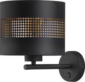 TK-LIGHTING Dizajnové nástenné osvetlenie s vypínačom TAGO BLACK, 1xE27, 60W, čiernozlaté