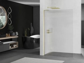 Mexen Kioto L, sprchová zástena Walk-In 120 x 200 cm, 8mm sklo s rebrovým vzorom, zlatý matný profil, 800-120-103-55-09