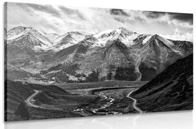 Obraz nádherná horská panoráma v čiernobielom prevedení Varianta: 60x40