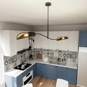 Luster na tyči LOTUS 2xE14/10W/230V čierna/zlatá