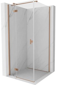 Mexen Mist H T, sprchový kút s výklopnými dverami ľavý 70 x 70 cm, číre sklo, medená matná, 8A5T-070-070-65-00-L
