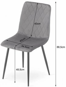 Set 4 kresiel TURIN - svetlosivý zamat