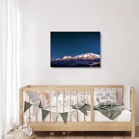 Sklenený obraz hôr a nočnej oblohy (70x50 cm)