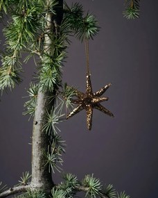 House Doctor Vianočná ozdoba Spike Small Brown Glitter – set 4 ks