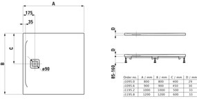 LAUFEN H2109560000001 - Štvorcová sprchová vanička PRO 90x90 cm marbond/biela