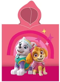 Osuška s kapucňou - plážové pončo Paw Patrol - Tlapková patrola - motív Skye a Everest - 100% bavlna - 55 x 110 cm - 3-6 rokov