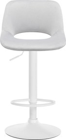 Barová stolička Camden - zamat, biely rám Svetlo sivá