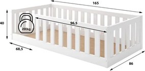 Detská posteľ BELLA SIMA 160x80 Montessori z masívu – biela