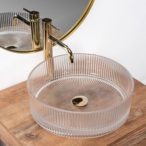 Rea Ingrid, sklenené umývadlo na dosku 40x40x13 cm, číra, REA-U0278