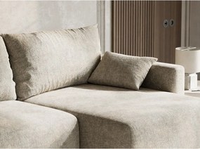 Béžová ženilková rozkladacia/s úložným priestorom rohová pohovka (pravý roh/s leňoškou) Leon – Maison de Rêve