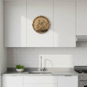 Drevené nástenné hodiny s prírodným motívom Dizajnová dekorácia | SENTOP HDF0587-GOLD-OAK