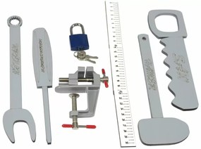 Drevený ponk s príslušenstvom - šedý