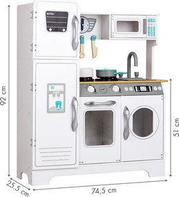 Drevená kuchynka ECOTOYS veľká s príslušenstvom (rúra, mikrovlnka, chladnička, práčka)