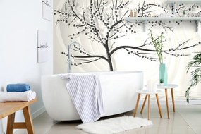 Tapeta moderný čiernobiely strom na abstraktnom pozadí - 300x200