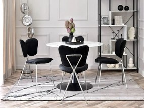 Dizajnová jedálenská stolička FLYN čierna + strieborné nohy