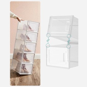 Boxy na topánky, balenie 18 ks, do veľkosti 46, stohovateľné, číre a biele