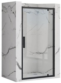 Rea Rapid Swing, jednokrídlové výklopné sprchové dvere 80 x 195 cm, 6mm číre sklo, čierny profil, REA-K6408