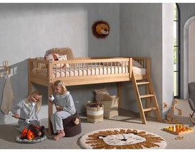 Vyvýšená detská posteľ z dubového dreva v prírodnej farbe 90x200 cm Forrest – Vipack