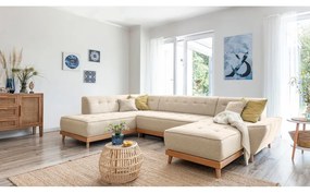 Béžová rozkladacia pohovka do "U" Miuform Dazzling Daisy, ľavý roh