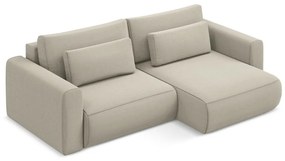 Béžová zamatová rozkladacia/s úložným priestorom rohová pohovka (pravý roh/s leňoškou) Kapua – Makamii