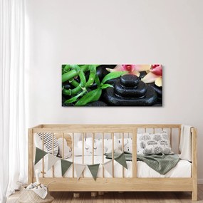 Obraz - Kamene a orchidey (120x50 cm)