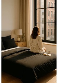 Čierne obliečky na jednolôžko/predĺžené s plachtou/3-dielne 160x220 cm Classic – Mila Home