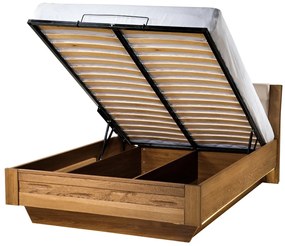 Dvoulůžková postel Velvet II 74 140x200 z masivu s LED osvětlením a roštem dub Rustikal/šedá