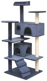 Škrabadlo pre mačky so sisalovými stĺpikmi, 125 cm, tmavomodré